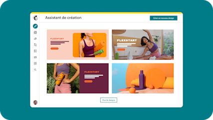 Interface Mailchimp montrant Creative Assistant et quatre aperçus de style de conception d’en-tête.